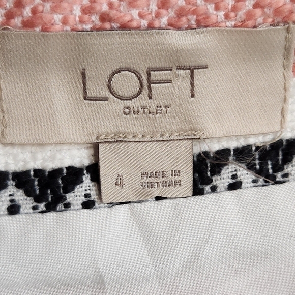 Size 4 Pencil Skirt knee-length Cotton blend Woven White Tan Black Pink LOFT - Picture 13 of 13